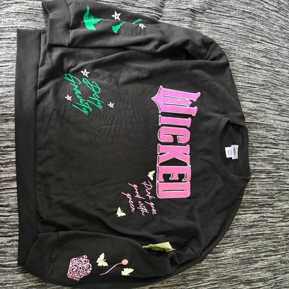 Wicked Sequin Sweatshirt Pink Green Elphaba Glinda WalMart NWT Defy Gravity XXL - Picture 2 of 8
